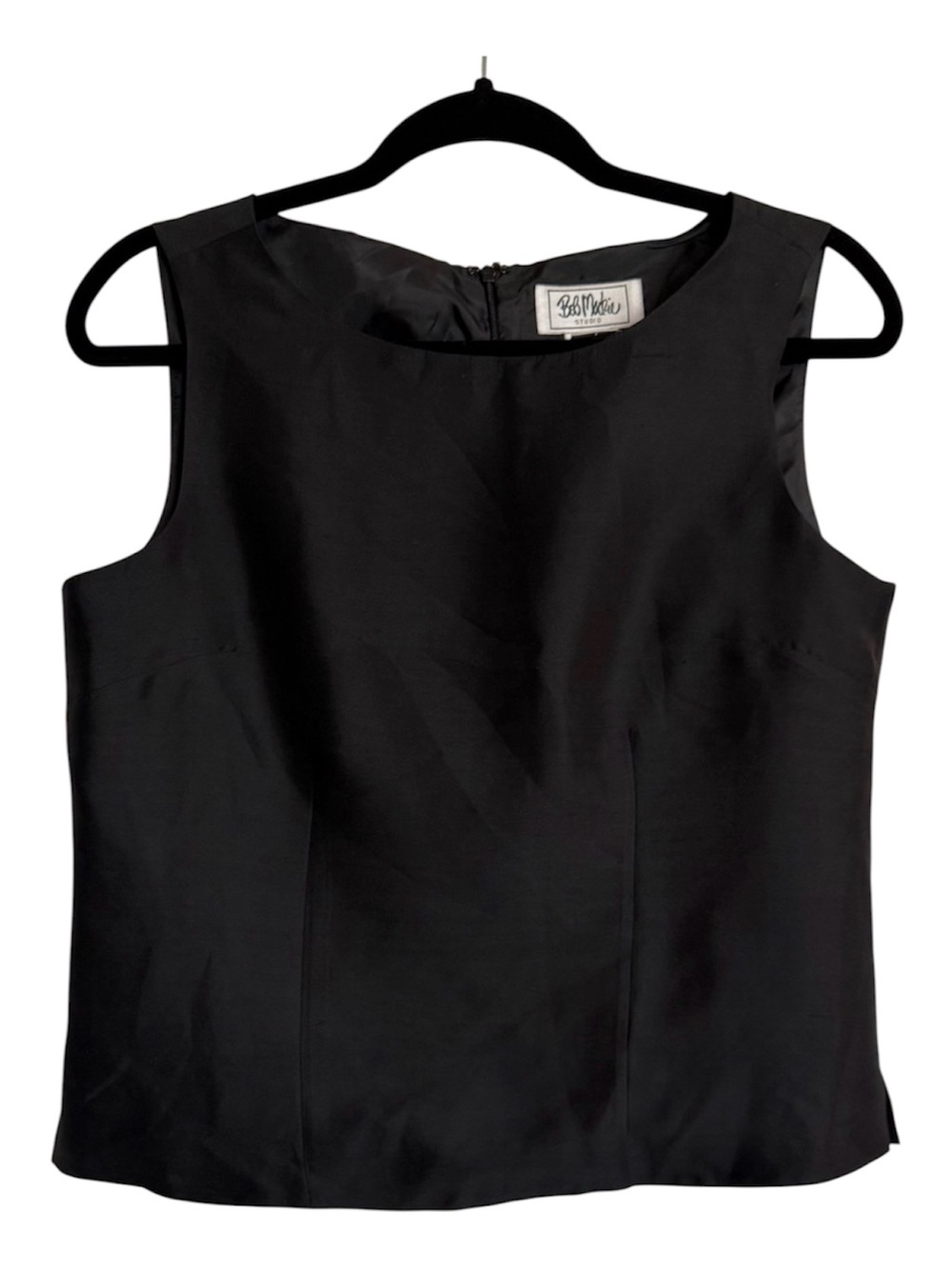 VTG BOB MACKIE Studio 100% Silk Tank Top Black Size 6P